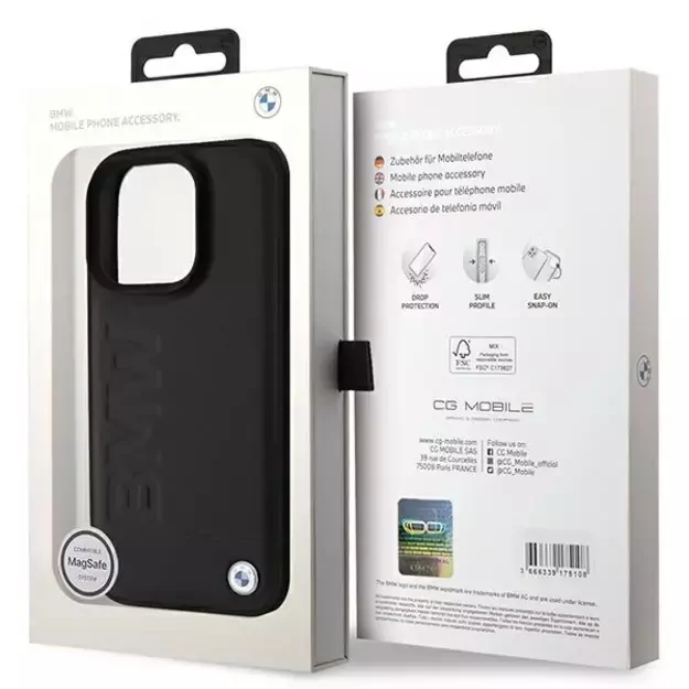 BMW Leather Hot Stamp MagSafe iPhone 16 Pro Max Case - Black 7