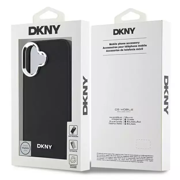 DKNY Plain Silver Logo MagSafe iPhone 16 Case - Black 7