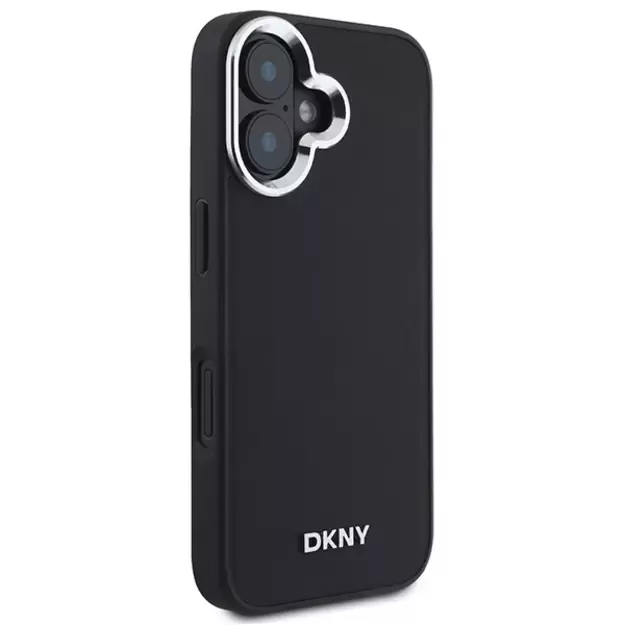 DKNY Plain Silver Logo MagSafe iPhone 16 Case - Black 3