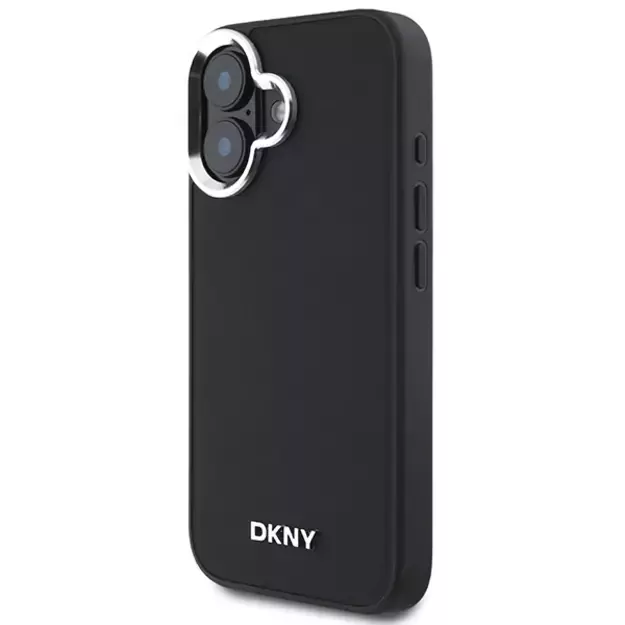 DKNY Plain Silver Logo MagSafe iPhone 16 Case - Black 1