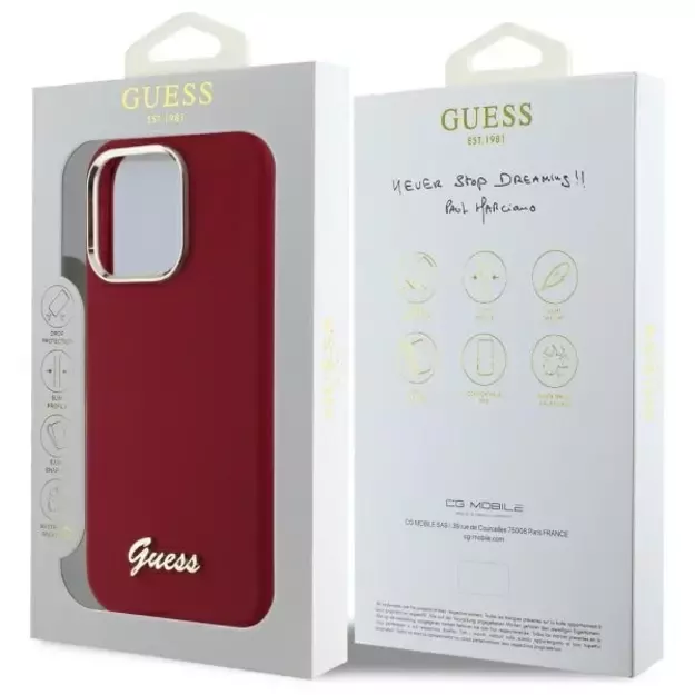Guess Silicone Script Metal Logo iPhone 16 Pro Case - Pink 7