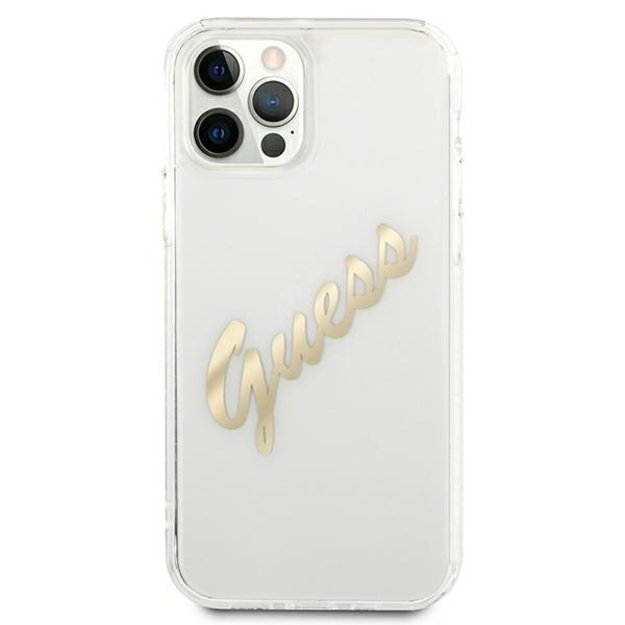 Guess GUHCP12LKTRSVGO iPhone 12 Pro Max 6.7&quot  Transparent hardcase Vintage Script Gold 9