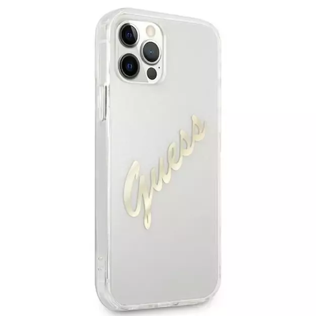 Guess GUHCP12LKTRSVGO iPhone 12 Pro Max 6.7&quot  Transparent hardcase Vintage Script Gold 3