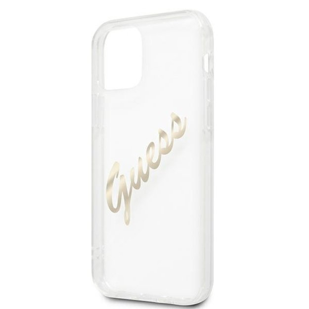Guess GUHCP12LKTRSVGO iPhone 12 Pro Max 6.7&quot  Transparent hardcase Vintage Script Gold 12