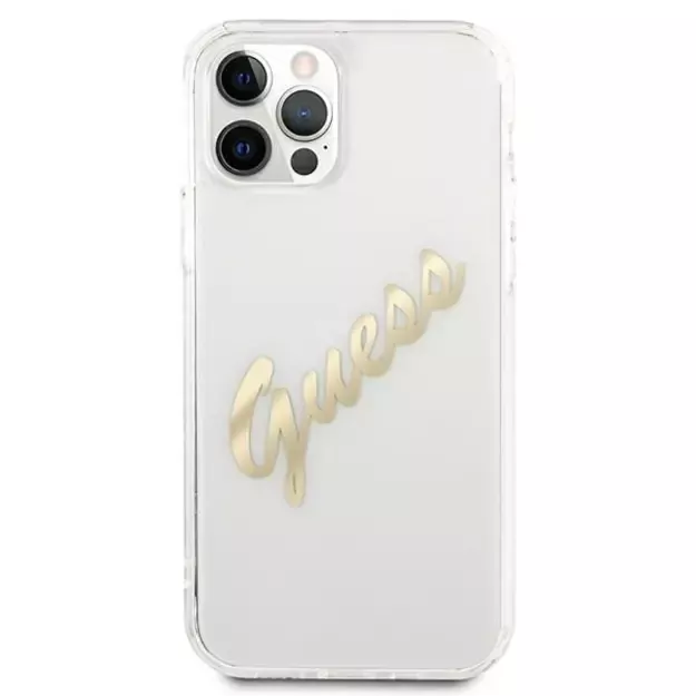 Guess GUHCP12LKTRSVGO iPhone 12 Pro Max 6.7&quot  Transparent hardcase Vintage Script Gold 2