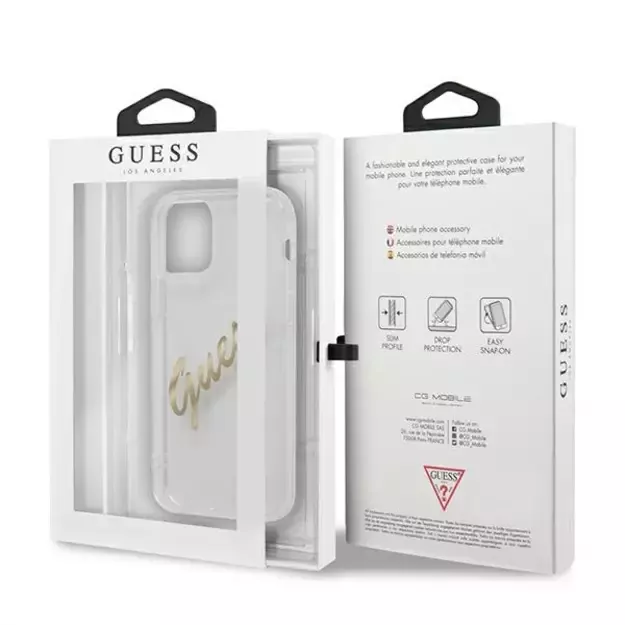 Guess GUHCP12LKTRSVGO iPhone 12 Pro Max 6.7&quot  Transparent hardcase Vintage Script Gold 7