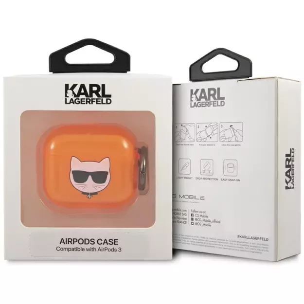 Karl Lagerfeld KLA3UCHFO AirPods 3 cover pomarańczowy/orange Choupette 2