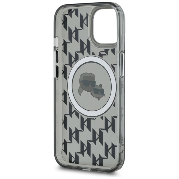 Karl Lagerfeld IML Monogram Karl &amp  Choupette Head MagSafe iPhone 15 Case - Black 14