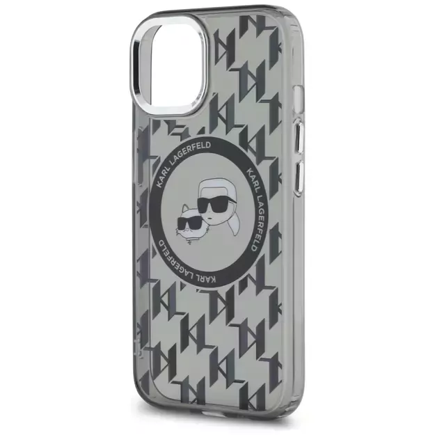 Karl Lagerfeld IML Monogram Karl &amp  Choupette Head MagSafe iPhone 15 Case - Black 5
