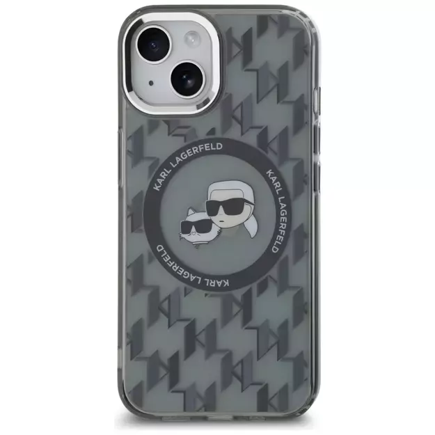 Karl Lagerfeld IML Monogram Karl &amp  Choupette Head MagSafe iPhone 15 Case - Black 2