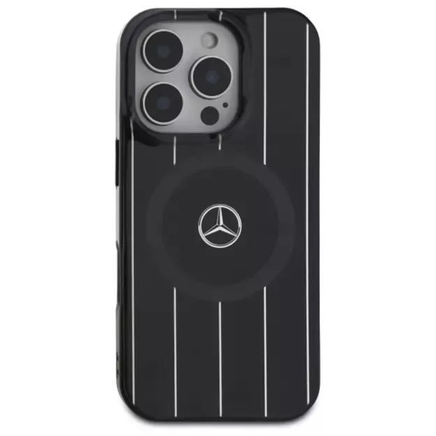 Mercedes MB Double Layer Crossed Lines MagSafe iPhone 16 Pro Case - Black 2