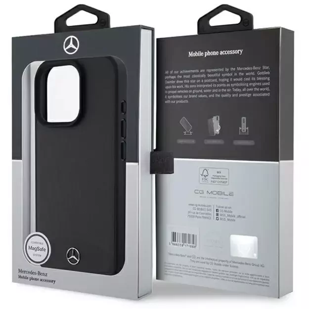 Mercedes Textured And Plain Leather MagSafe case for iPhone 16 Pro Max - black 7