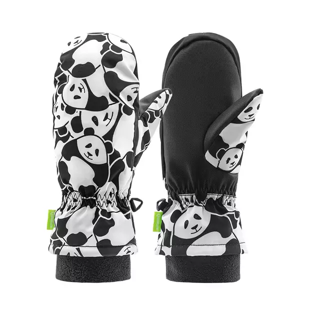 Qunature Panda Heat Transfer Ski Gloves Kids Size S - Black/White 6