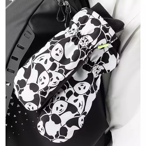 Qunature Panda Heat Transfer Ski Gloves Kids Size S - Black/White 16