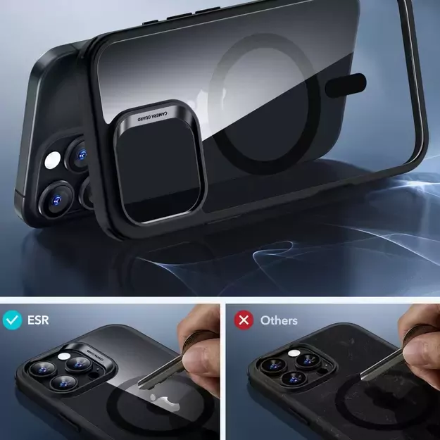 ESR Classic Hybrid Halolock MagSafe Case + Tempered Glass for iPhone 16 Pro Max - Clear with Black Frame 8