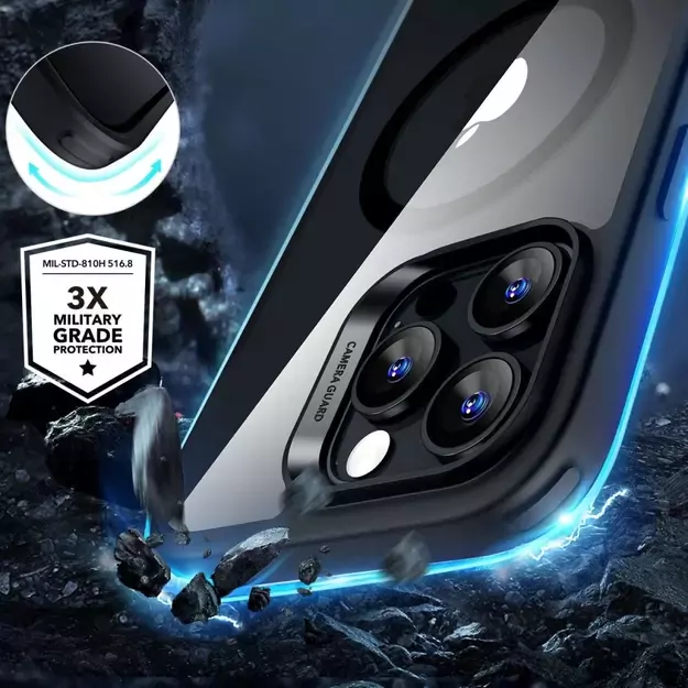 ESR Classic Hybrid Halolock MagSafe Case + Tempered Glass for iPhone 16 Pro Max - Clear with Black Frame 5