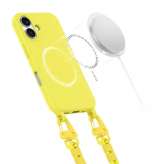 Tech-Protect MagNecklace MagSafe Case with Lanyard for iPhone 16 - Yellow 4