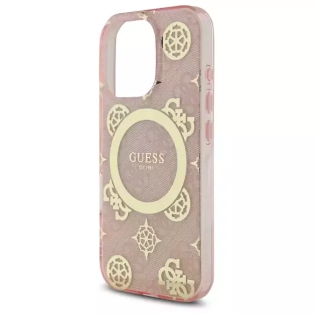 Guess IML Peony On 4G Background MagSafe Case for iPhone 16 Pro - Pink 12