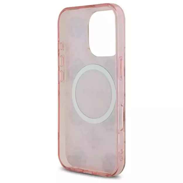 Guess IML Peony On 4G Background MagSafe Case for iPhone 16 Pro - Pink 13