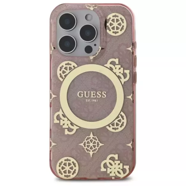 Guess IML Peony On 4G Background MagSafe Case for iPhone 16 Pro - Pink 9