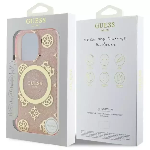 Guess IML Peony On 4G Background MagSafe Case for iPhone 16 Pro - Pink 14