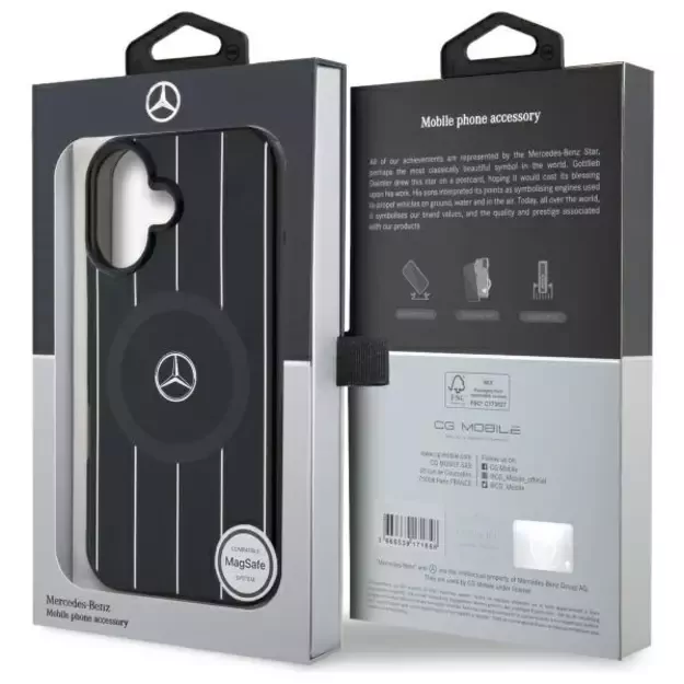 Mercedes MB Double Layer Crossed Lines MagSafe case for iPhone 16 - black 14