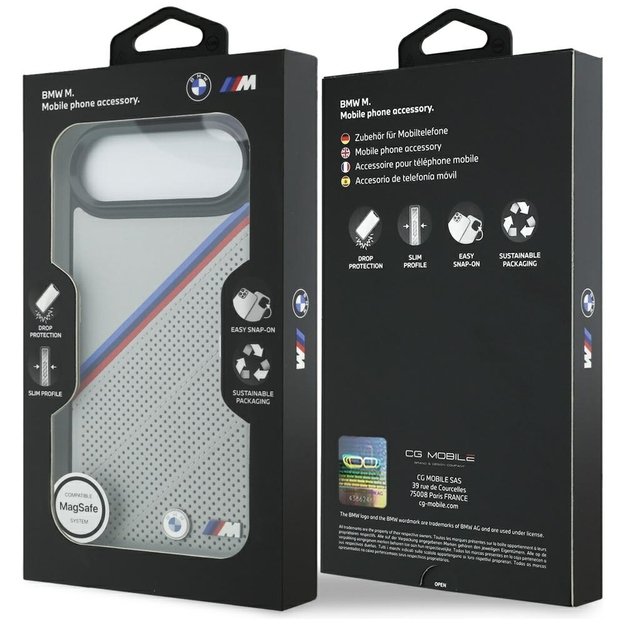 BMW M Tricolor Metal Logo MagSafe Case for iPhone 17 Air - Gray 7