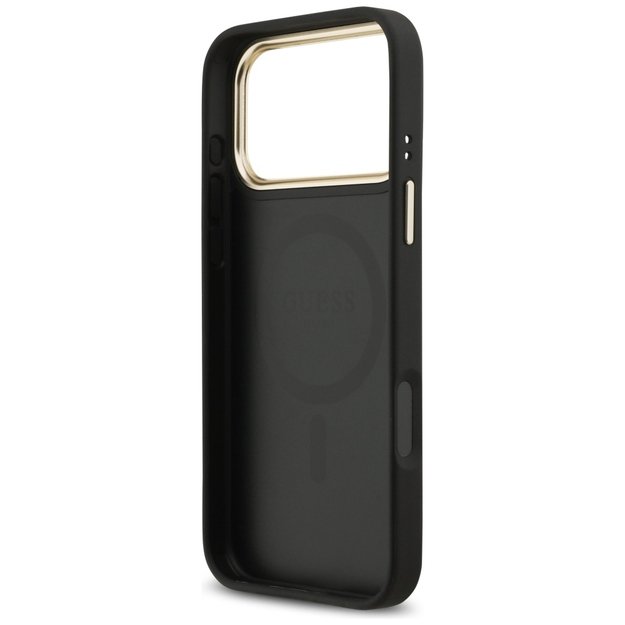 Guess 4G Srtass Logo &amp  Big Strap Metal Buttons MagSafe Case for iPhone 17 Pro Max - Black 6