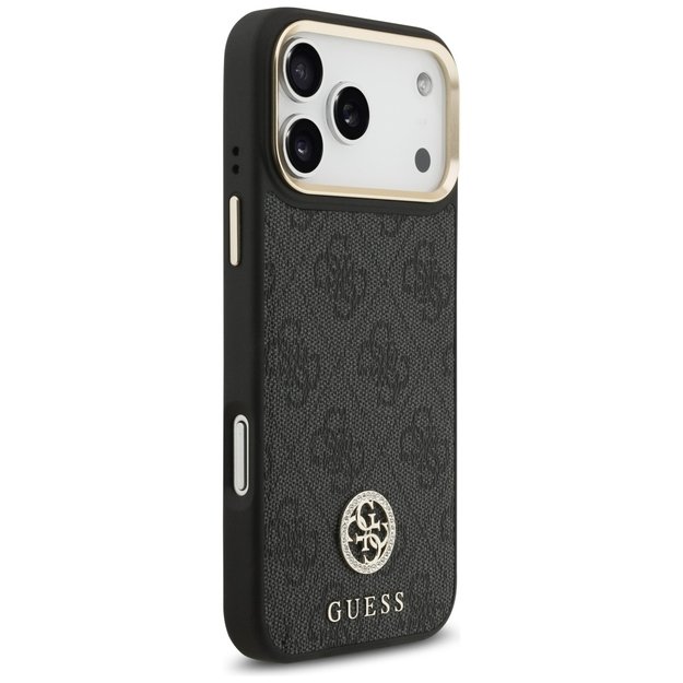 Guess 4G Srtass Logo &amp  Big Strap Metal Buttons MagSafe Case for iPhone 17 Pro Max - Black 3