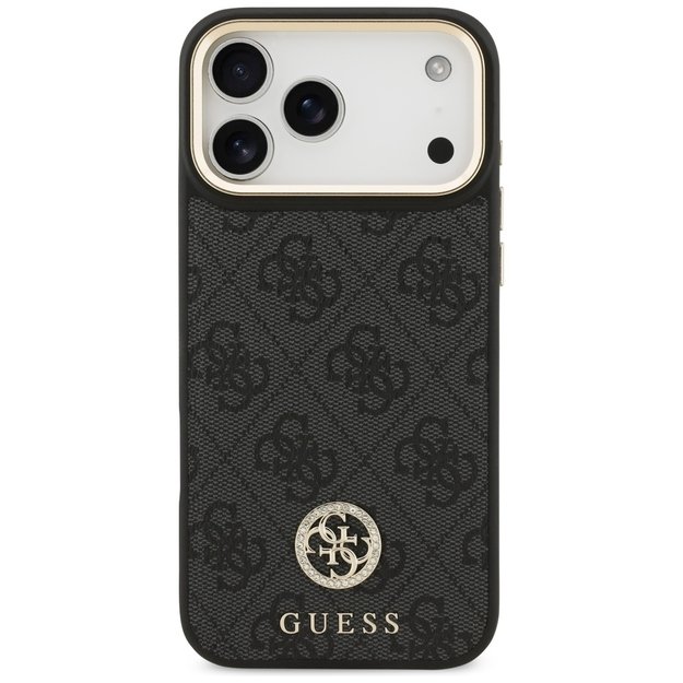 Guess 4G Srtass Logo &amp  Big Strap Metal Buttons MagSafe Case for iPhone 17 Pro Max - Black 2