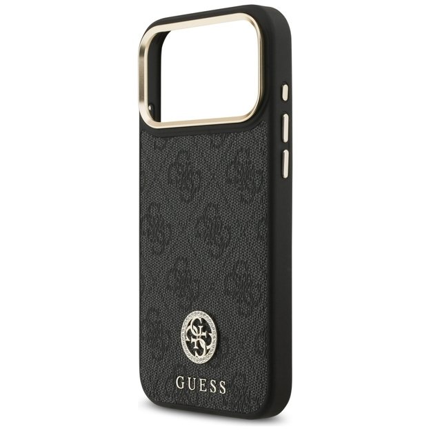Guess 4G Srtass Logo &amp  Big Strap Metal Buttons MagSafe Case for iPhone 17 Pro Max - Black 5