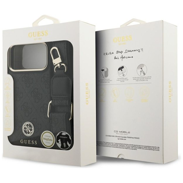 Guess 4G Srtass Logo &amp  Big Strap Metal Buttons MagSafe Case for iPhone 17 Pro Max - Black 8