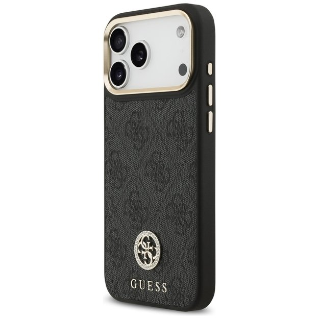 Guess 4G Srtass Logo &amp  Big Strap Metal Buttons MagSafe Case for iPhone 17 Pro Max - Black 1