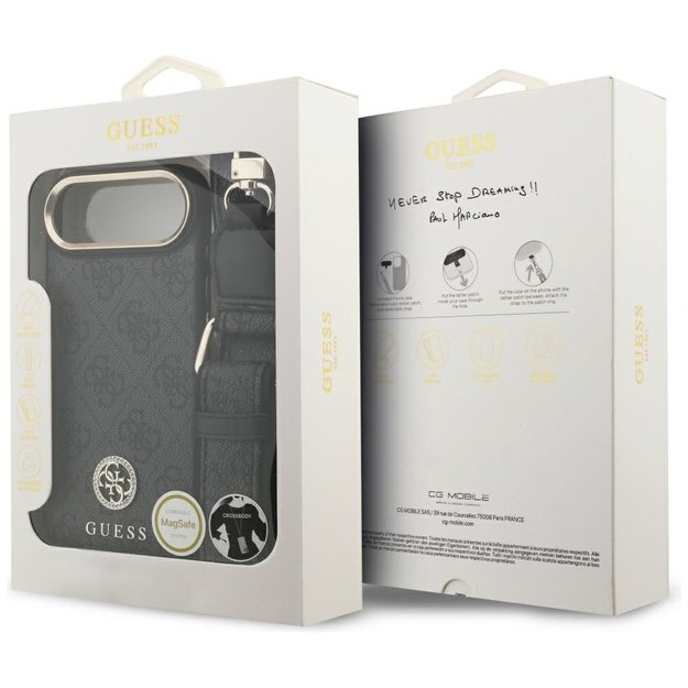 Guess 4G Strass Logo &amp  Big Strap Metal Buttons MagSafe Case for iPhone Air - Black 8