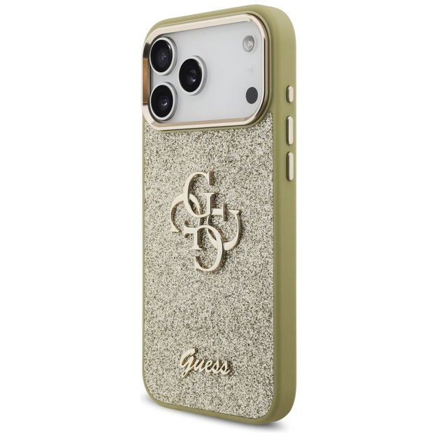 Guess Fixed Glitter Big 4G Metal Frame case for iPhone 17 Pro Max - gold 1