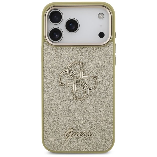 Guess Fixed Glitter Big 4G Metal Frame case for iPhone 17 Pro Max - gold 2