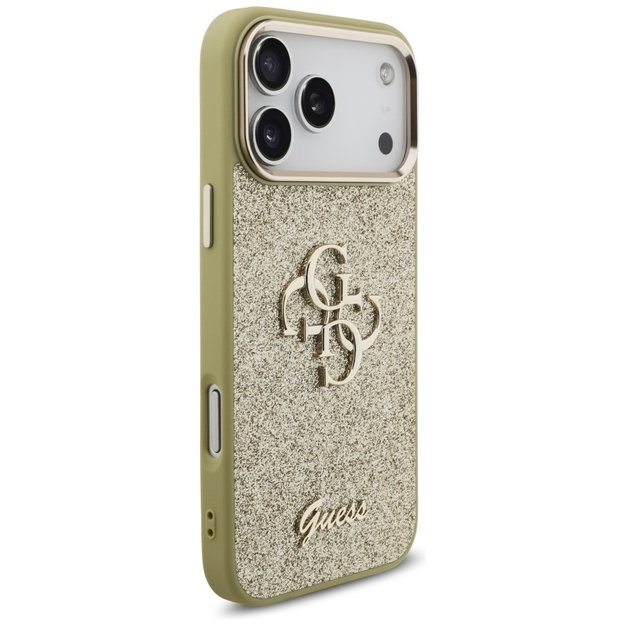 Guess Fixed Glitter Big 4G Metal Frame case for iPhone 17 Pro Max - gold 3