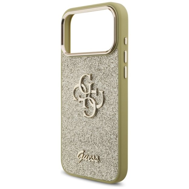 Guess Fixed Glitter Big 4G Metal Frame case for iPhone 17 Pro Max - gold 5