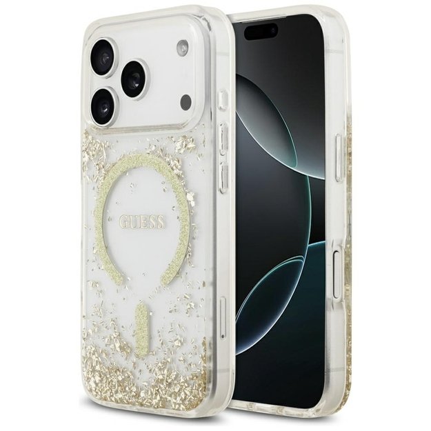 Guess Resin Bottom Glitter MagSafe Case for iPhone 17 Pro - Gold