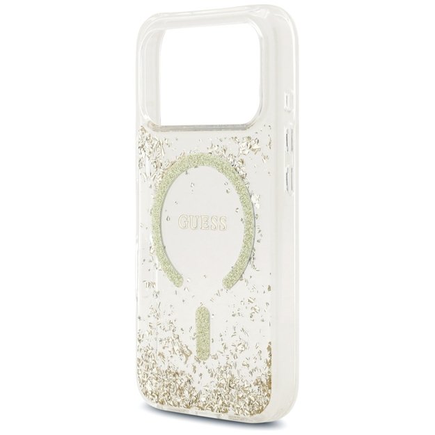 Guess Resin Bottom Glitter MagSafe Case for iPhone 17 Pro - Gold 5