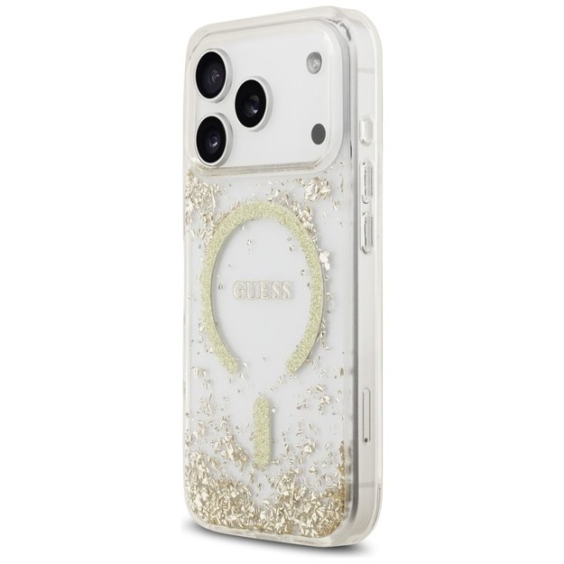 Guess Resin Bottom Glitter MagSafe Case for iPhone 17 Pro - Gold 1