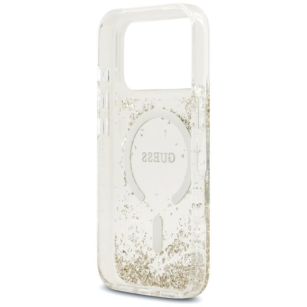 Guess Resin Bottom Glitter MagSafe Case for iPhone 17 Pro - Gold 6