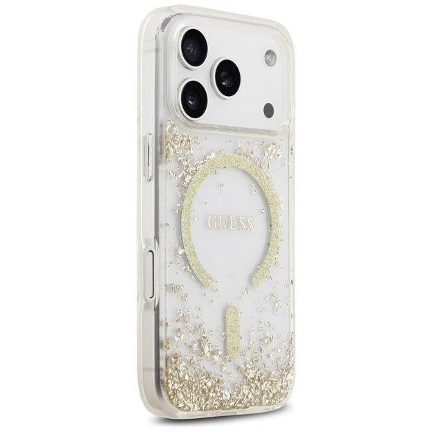 Guess Resin Bottom Glitter MagSafe Case for iPhone 17 Pro - Gold 3