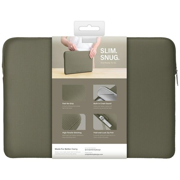 Uniq Cyprus Ridge Edition Laptop Sleeve bag for a 14&quot  water-resistant neoprene laptop - green 6