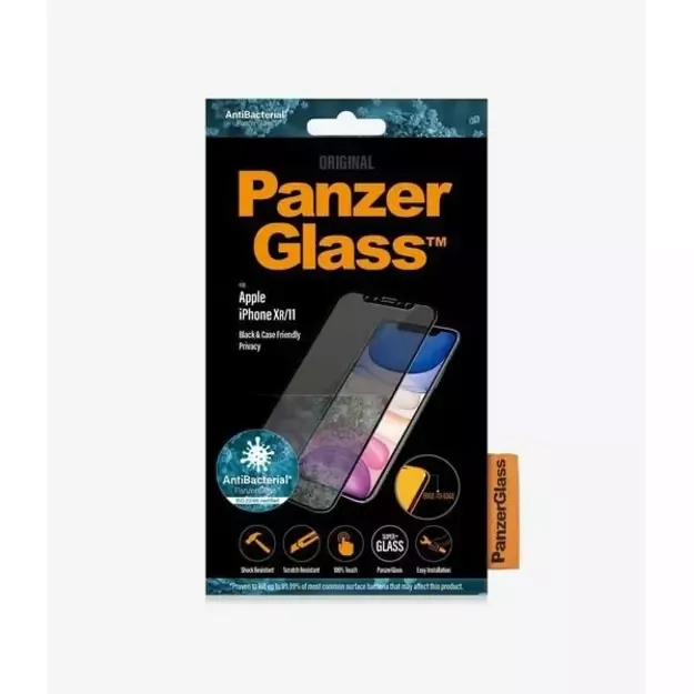 PanzerGlass E2E Super+ privacy tempered glass for iPhone XR / 11 - with black frame 2