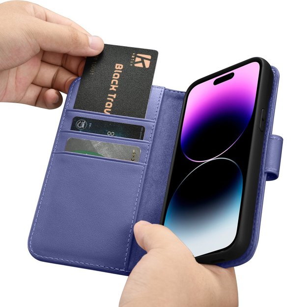 iCarer Wallet Case 2in1 Cover iPhone 14 Pro Max Leather Flip Cover Anti-RFID Light Purple (WMI14220728-LP) 30