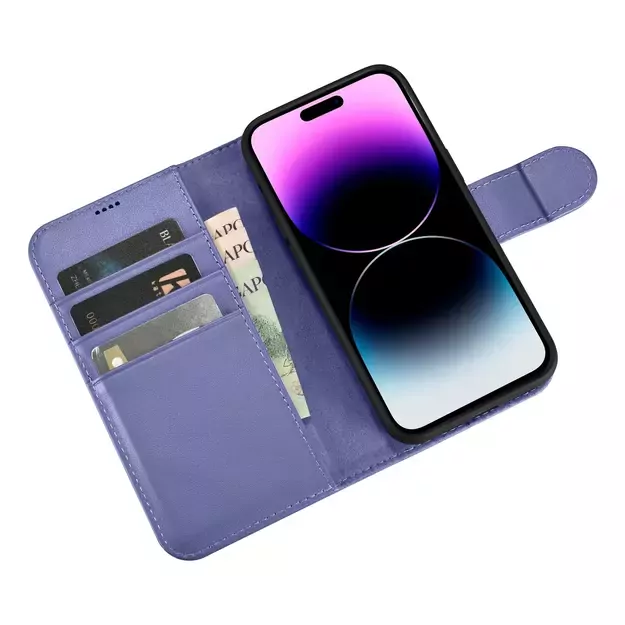 iCarer Wallet Case 2in1 Cover iPhone 14 Pro Max Leather Flip Cover Anti-RFID Light Purple (WMI14220728-LP) 19