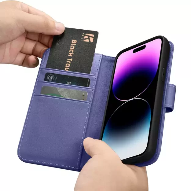 iCarer Wallet Case 2in1 Cover iPhone 14 Pro Max Leather Flip Cover Anti-RFID Light Purple (WMI14220728-LP) 25