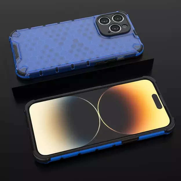 Honeycomb case for iPhone 14 Pro Max armored hybrid cover blue 15