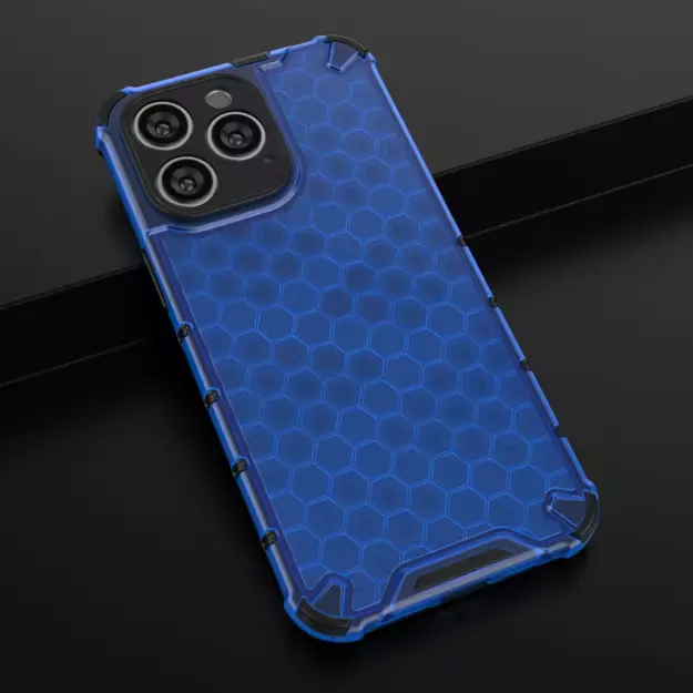 Honeycomb case for iPhone 14 Pro Max armored hybrid cover blue 17